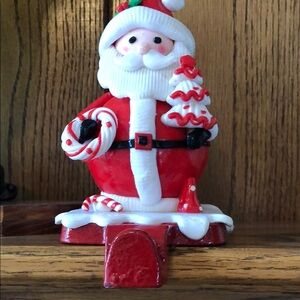 Stocking Holder Jolly Santa Claus Holiday Figurine